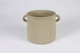 A000N6 Beige raw terracotta planter D24cm H18.5cm