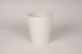 A002XF Light grey ceramic planter D13.5cm H15.5cm