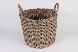A005A5 Beige resin basket planter D50.5cm H36.5cm