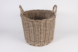 A006A5 Beige resin basket planter D44cm H34cm