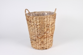 A014A5 Cache-pot panier en jonc naturel D31cm H36cm