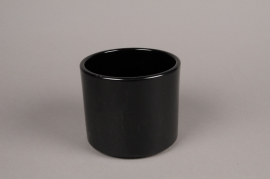 A014A8 Black ceramic planter D15cm H13cm