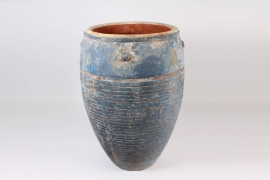 A018CA Pot haut en céramique strié bleu D52cm H76cm