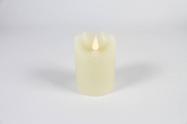 A022R5 Ivory wax candle LED D7.5cm H12.5cm