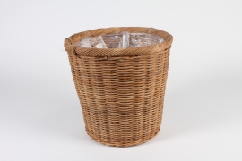 A027A5 Natural wicker planter basket D29cm H28cm