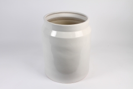 A028RR Pot en céramique blanc D45cm H55cm