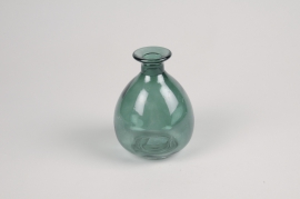 A029NH Vase en verre vert D9cm H12cm