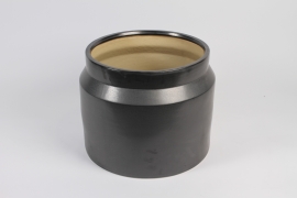 A029RR Black ceramic pot D44cm H35.5cm