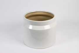 A030RR Pot en céramique blanc D44cm H35.5cm