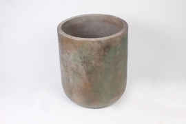 A031CA Green and brown cement pot D38cm H45.5cm