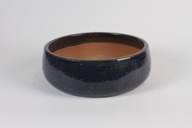 A033RR Dark blue terracotta bowl planter D30cm H10.5cm