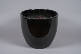 A041YD Black glazed ceramic pot D39cm H33.5cm