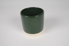 A048AA Cache-pot en céramique vert sapin D11cm H11.5cm