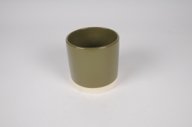 A054AA Cache-pot en céramique vert D11cm H11.5cm