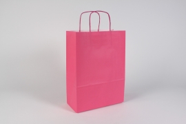 A056AS Bag of 25 pink kraft bags 26x12cm H36cm