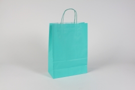 A058AS Bag of 25 turquoise kraft bags 26x12cm H36cm