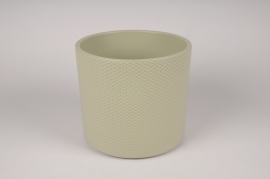 A067A8 Green ceramic planter D19.5cm H17.5cm