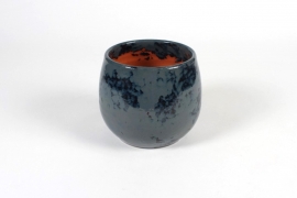 A070XD Dark blue ceramic planter D16cm H13.5cm