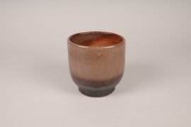 A075XD Cache-pot en céramique cacao D16.5cm H16.5cm