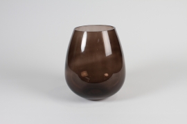 A076P5 Vase en verre fumé noir D20cm H25cm