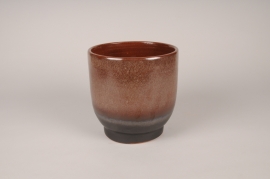 A076XD Cache-pot en céramique cacao D19.5cm H20cm