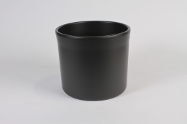 A077DO Black ceramic planter D28.5cm H24cm