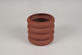 A077I4 Redbrown ceramic planter D13.5cm H11cm