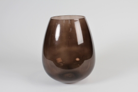 A077P5 Vase en verre fumé noir D23cm H30.5cm