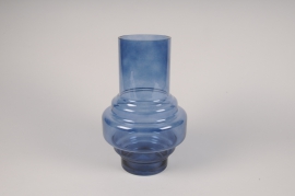 A096K9 Vase en verre bleu D19cm H30cm