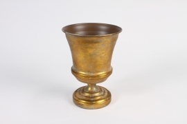 A124NM Vase Médicis en métal or antique D16cm H21cm