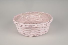 A140MZ Pink wicker bowl D25cm H8.5cm