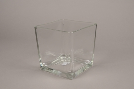 A166I0 Vase carré en verre 16.5cm x 16.5cm H18cm