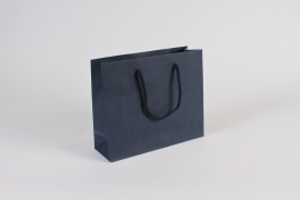 A286BD Bag of 12 blue kraft bags 24x8cm H20cm