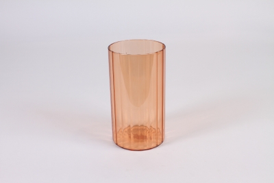 A305NH Vase en verre stri orange D10cm H18cm