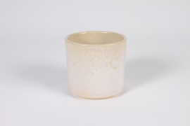 A321QS Pink beige ceramic planter D10.8cm H10cm