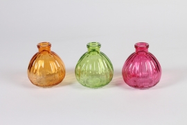 A353I0 Vase bouteille en verre assorti D9cm H10cm