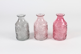 A364I0 Vase bouteille en verre assorti D8cm H14.5cm