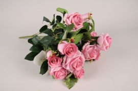 a408am Bouquet de roses artificielles roses H49cm