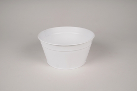 A424KM White zinc bowl planter D19.5cm H10cm