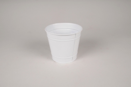 A442KM White zinc planter D16cm H14.5cm