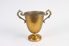 A461NM Old gold metal Medici vase D16.5cm H24.5cm