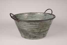 A469NM Old looking zinc bowl planter D41cm H20cm