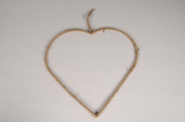 A525U7 Natural burlap rope heart D37cm