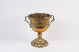 A543NM Antique gold metal Medici vase D35.5cm H50cm