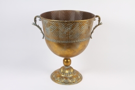 A545NM Antique gold metal Medici vase D47cm H59cm