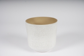 A562NM White glazed ceramic planter D16.5cm H16cm