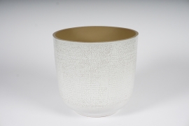 A564NM White glazed ceramic planter D25cm H23.5cm