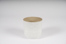 A576NM White glazed ceramic planter D13cm H12.5cm