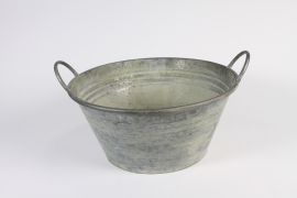 A609NM Old looking zinc bowl planter D41cm H18.5cm