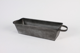 A610NM Black old looking zinc planter 37x13cm H10cm